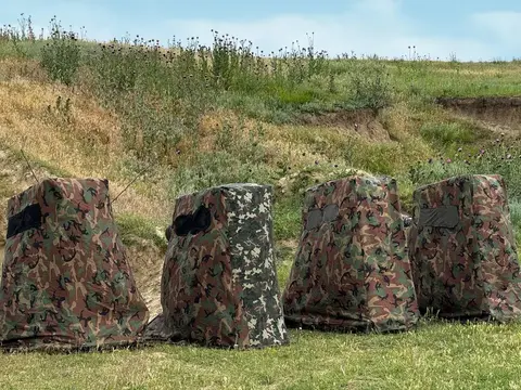 Camouflage photography hide on the Dobrogea steppe — Red-footed Falcon territory